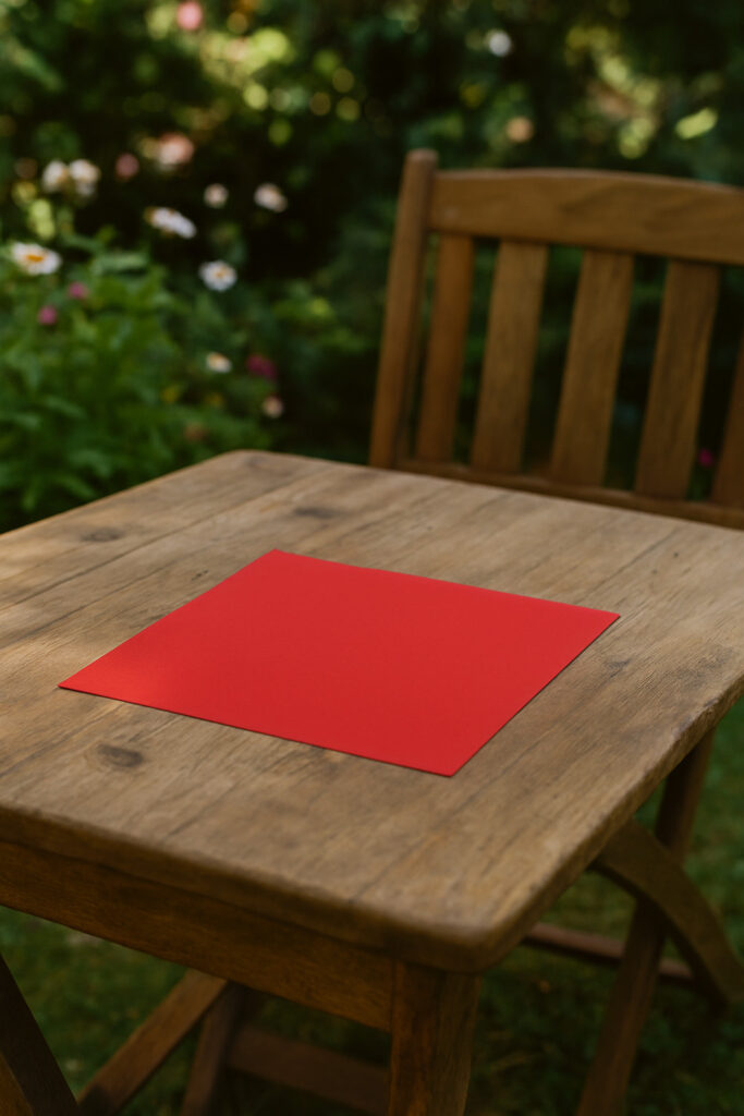 table with a square paper sheet